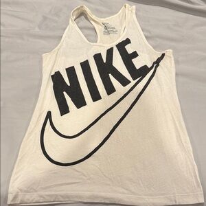 Nike Ivory Racerback Tank with Black Logo